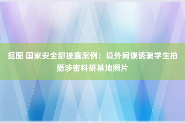 抠图 国家安全部披露案例：境外间谍诱骗学生拍摄涉密科研基地照片